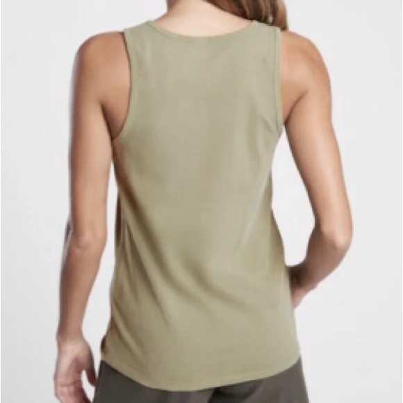 Athleta Sz 3X Olive Green Cotton Lightweight Scoop Neck Organic Daily Tank Top - Picture 2 of 11